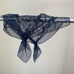 Elegant Navy Blue Sheer Scarf